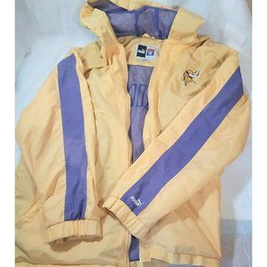 NFL- PUMA Men's Size Large Windbreaker Yellow/Purple "Viking"